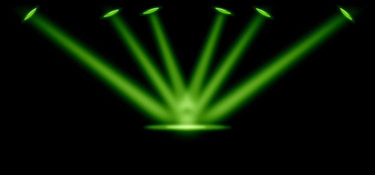 Stage podium and color lighting display platform, modern studio, wall scene fashion, stage podium scene with for Award Ceremony and colorful presentation simple art spotlight summer banner. 3D rendering.