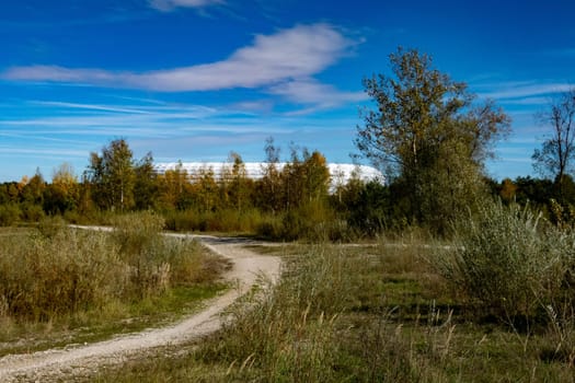 The Allianz Arena in Munich seen from the Fröttmaninger Heide
