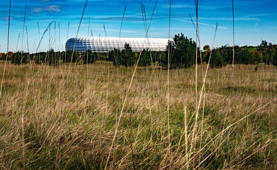 The Allianz Arena in Munich seen from the Fröttmaninger Heide