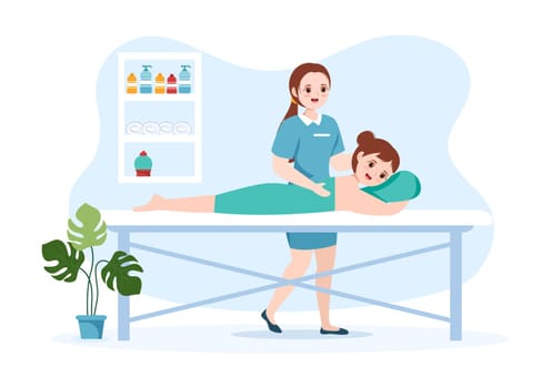 Chiropractor Flat Cartoon Hand Drawn Templates Illustration of Patient in Physiotherapy Rehabilitation with Osteopathy Specialist Natural Treatment