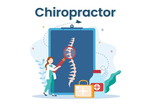 Chiropractor Flat Cartoon Hand Drawn Templates Illustration of Patient in Physiotherapy Rehabilitation with Osteopathy Specialist Natural Treatment
