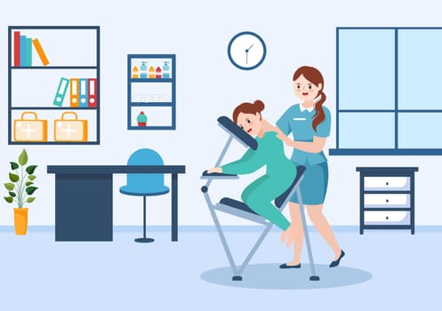 Chiropractor Flat Cartoon Hand Drawn Templates Illustration of Patient in Physiotherapy Rehabilitation with Osteopathy Specialist Natural Treatment