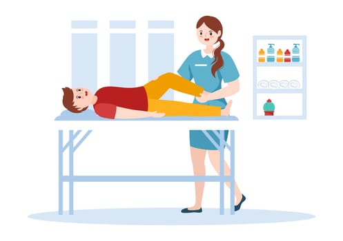 Chiropractor Flat Cartoon Hand Drawn Templates Illustration of Patient in Physiotherapy Rehabilitation with Osteopathy Specialist Natural Treatment