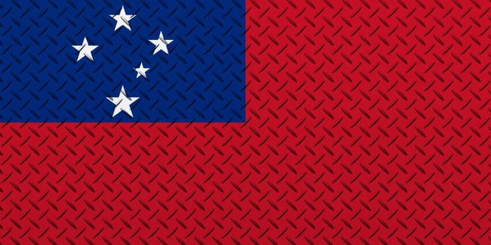 3D Flag of Samoa on a metal wall background.