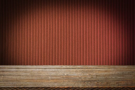 The background is blank wooden boards and a textured striped wall with gradient lighting and vignetting. For product demonstrations, free space, layout, mockup, perspective board, background board.