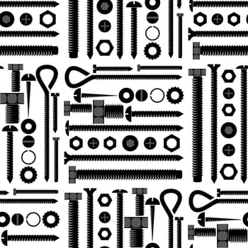 Screw hex bolt seamless pattern design illustration isolated on white background.