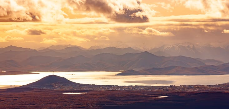 The Evening view from the hill of the city of Petropavlovsk-Kamchatsky - Russia