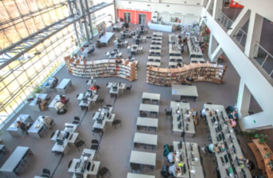 The university library top view blurred image