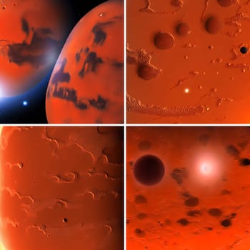 Illustration of the red planet Mars. Mars is the fourth planet from the Sun and the second-smallest planet in the Solar System, being larger than only Mercury