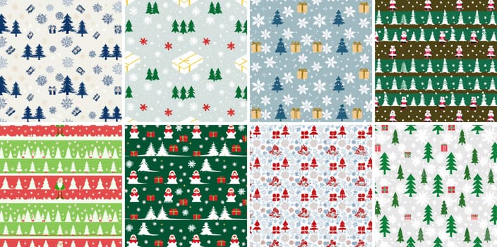 Illustration of a Christmas background with various holiday ornaments