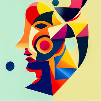 Abstract geometric face. Creative shapes design graphics with textured geometric shapes. Colorful geometric background.