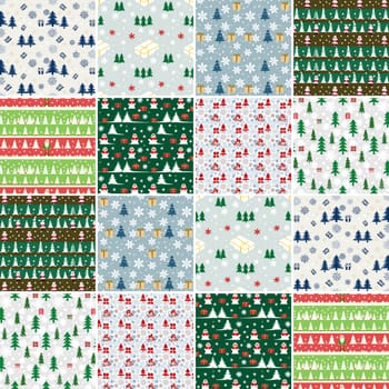 Illustration of a Christmas background with various holiday ornaments