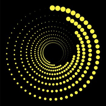 Yellow Circle Dotted Icon Isolated on Black Background.