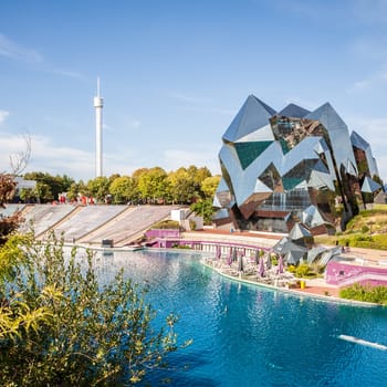Poitiers, France - September 21 2010: Park of futuroscope attraction fun park, the Quartz building