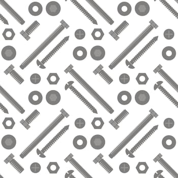 Screw hex bolt seamless pattern design illustration isolated on white background.