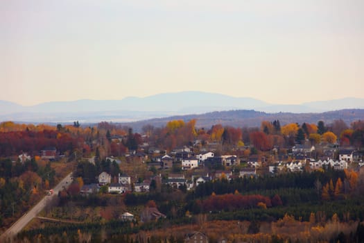 Sherbrooke Fleurimont canadian small town in the forest autumn landscape