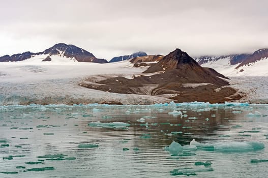 Barren Peaks in a Glacial Landscape at Lilliehookfjorden in the Svalbard Islands in Norway