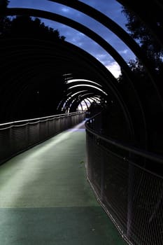 Slinky springs to fame bridge at the Kaisergarten in Oberhausen, Germany