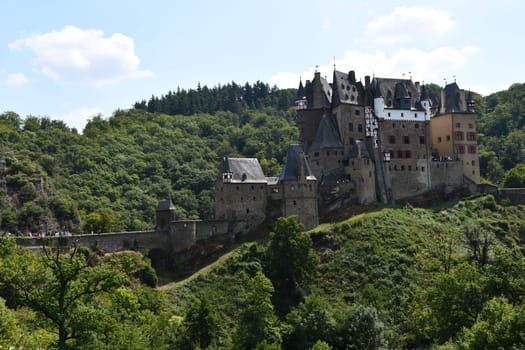 12th-century hilltop Eltz Castle near Wierschem in Rhineland-Palatinate, Germany