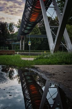 Slinky springs to fame bridge at the Kaisergarten in Oberhausen, Germany