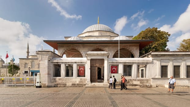 Istanbul, Turkey - August 30, 2022: Tomb of Sultan Ahmed The First, located near the Blue Mosque