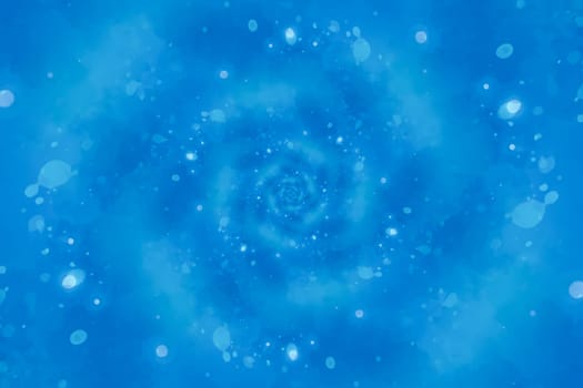 Starry blue background with optical spiral and futuristic design.