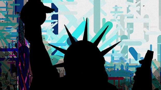 New York Statue of Liberty in a Pop Art Style,New York Statue of Liberty in a Pop Art Style