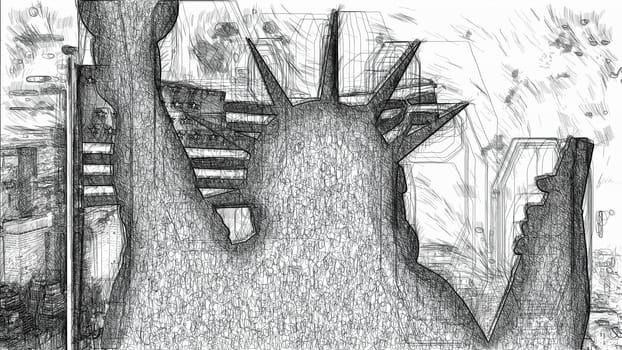 Statue of liberty hand draw digital art,Statue of liberty hand draw digital art