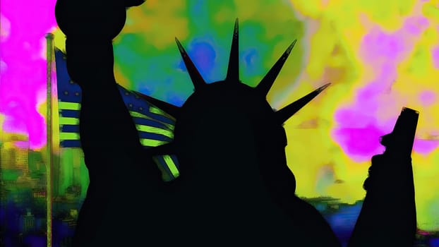 New York Statue of Liberty in a Pop Art Style ,New York Statue of Liberty in a Pop Art Style
