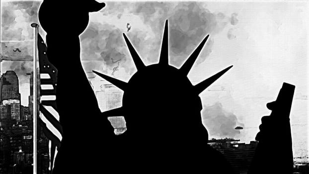 Statue of liberty hand draw digital art,Statue of liberty hand draw digital art