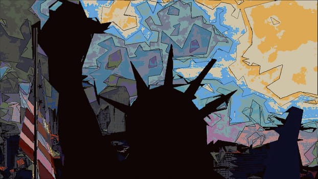 New York Statue of Liberty in a Pop Art Style,New York Statue of Liberty in a Pop Art Style