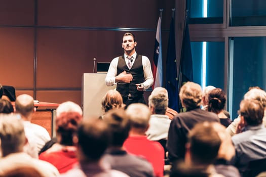 Speaker at Business Conference and Presentation. Audience at the conference hall. Business and Entrepreneurship.