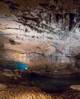 Underground river in Cascade cave in Carter Caves State Park in Kentucky