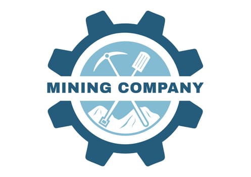 Mining Company with Heavy Yellow Dumper Trucks for Coal Mine Industrial Process or Transportation in Flat Cartoon Hand Drawn Templates Illustration