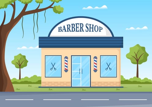 Barber Shop for Male or Female Clients Haircut with Mirrors, Desk and Hair Cutting Equipment in Flat Cartoon Hand Drawn Templates Illustration