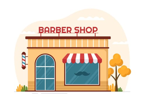 Barber Shop for Male or Female Clients Haircut with Mirrors, Desk and Hair Cutting Equipment in Flat Cartoon Hand Drawn Templates Illustration