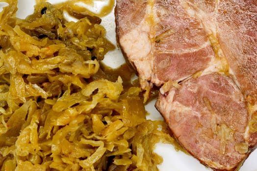 German deli Sauerkraut with pork meat