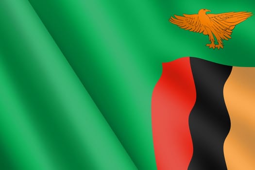 A Zambia flag 3d illustration wind ripple eagle