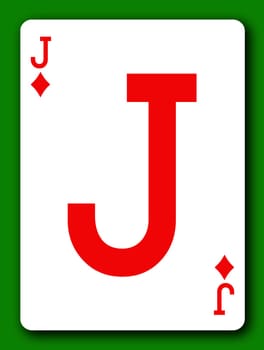 A Jack of Diamonds playing card with clipping path to remove background and shadow 3d illustration