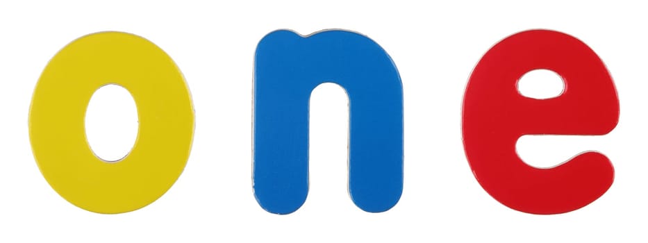 one coloured letters on white with clipping path concept