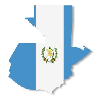 A Guatemala map on white background with clipping path to remove shadow 3d illustration