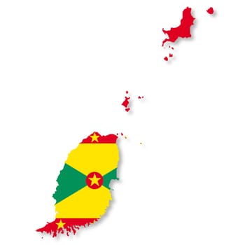 A Grenada map on white background with clipping path to remove shadow 3d illustration