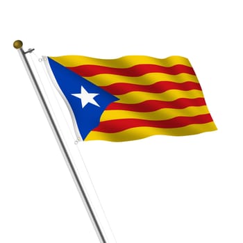 A Catalonia Independence Flagpole illustration on white with clipping path Estelada