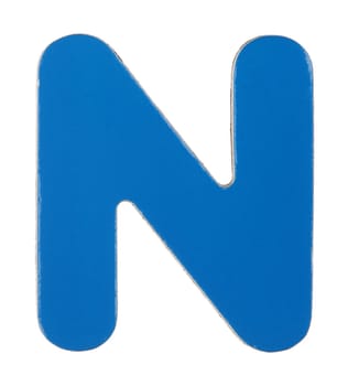 An upper case N magnetic letter on white with clipping path