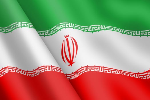 An Iran waving flag 3d illustration wind ripple