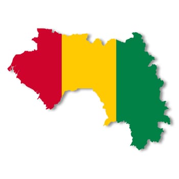 A Guinea map on white background with clipping path to remove shadow 3d illustration