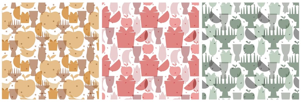 Set of Happy Kwanzaa Holiday African Seamless Pattern Design with Festival Style Element on Template Hand Drawn Cartoon Flat Illustration