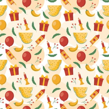 Happy Kwanzaa Holiday African Seamless Pattern Design with Festival Style Element on Template Hand Drawn Cartoon Flat Illustration