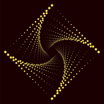 Square Dotted Yellow Icon Isolated on Black Background.