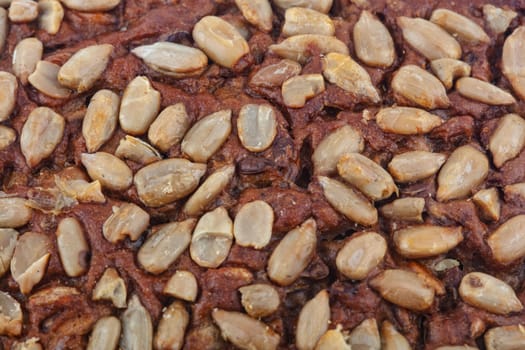 Delicious whole grain bread fullframe as background